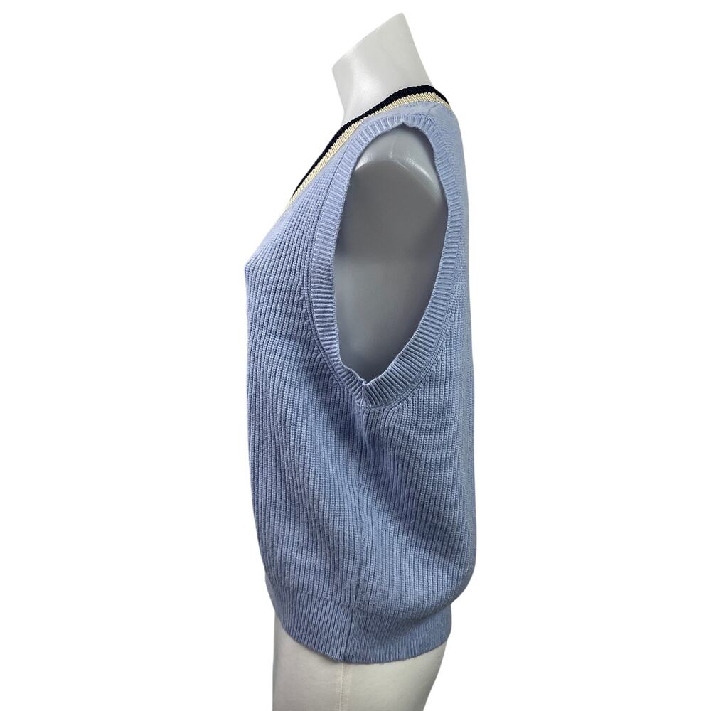 MNG Mango Women's Blue Sleeveless Deep V Neck Knit Vest Tank Sweater Top Size M - Picture 2 of 4